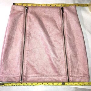 TINSELTOWN sz XS Pink VEGAN SUEDE 2 Full Zip Mini Skirt Juniors Soft Faux